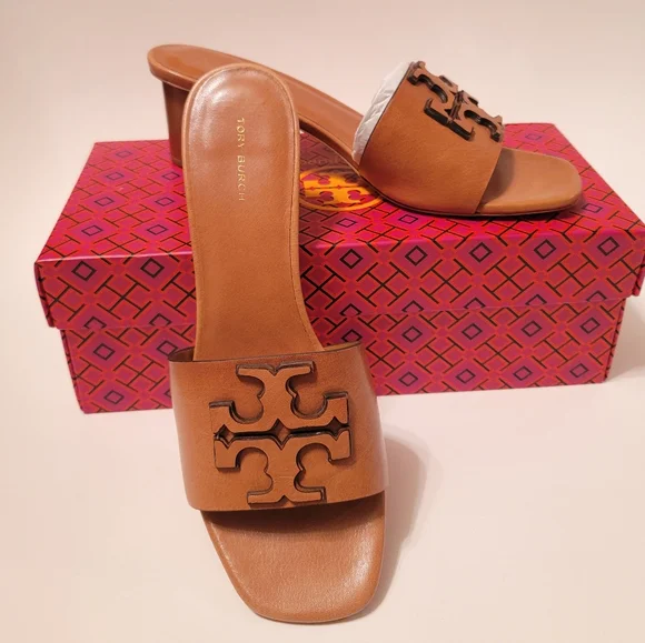 NWT Tory Burch Ines Mule Heeled Sandal 55 MM, Goat Leather, Size 9.5 - Picture 9 of 10